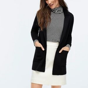 J Crew Sophie Open Front Sweater Blazer Black Merino Wool large